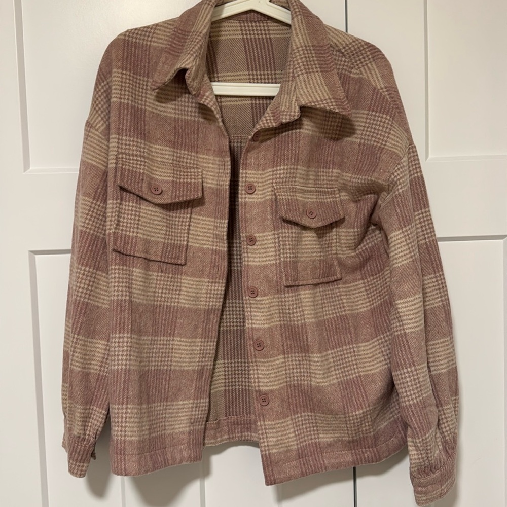 Plaid coat - dusky pink